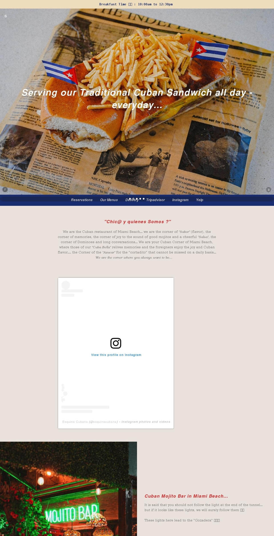 esquinacubana.com shopify website screenshot