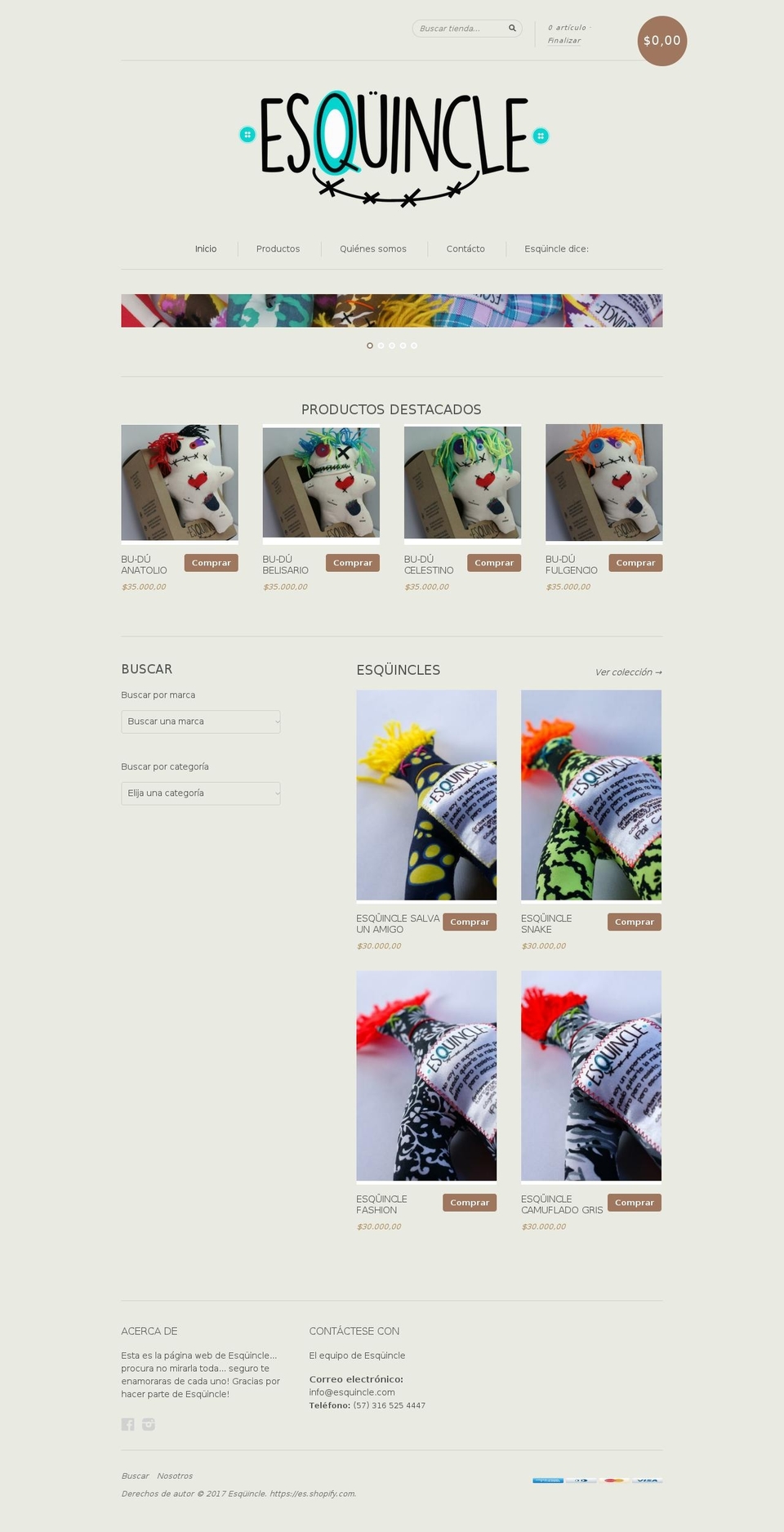 esquincle.com shopify website screenshot