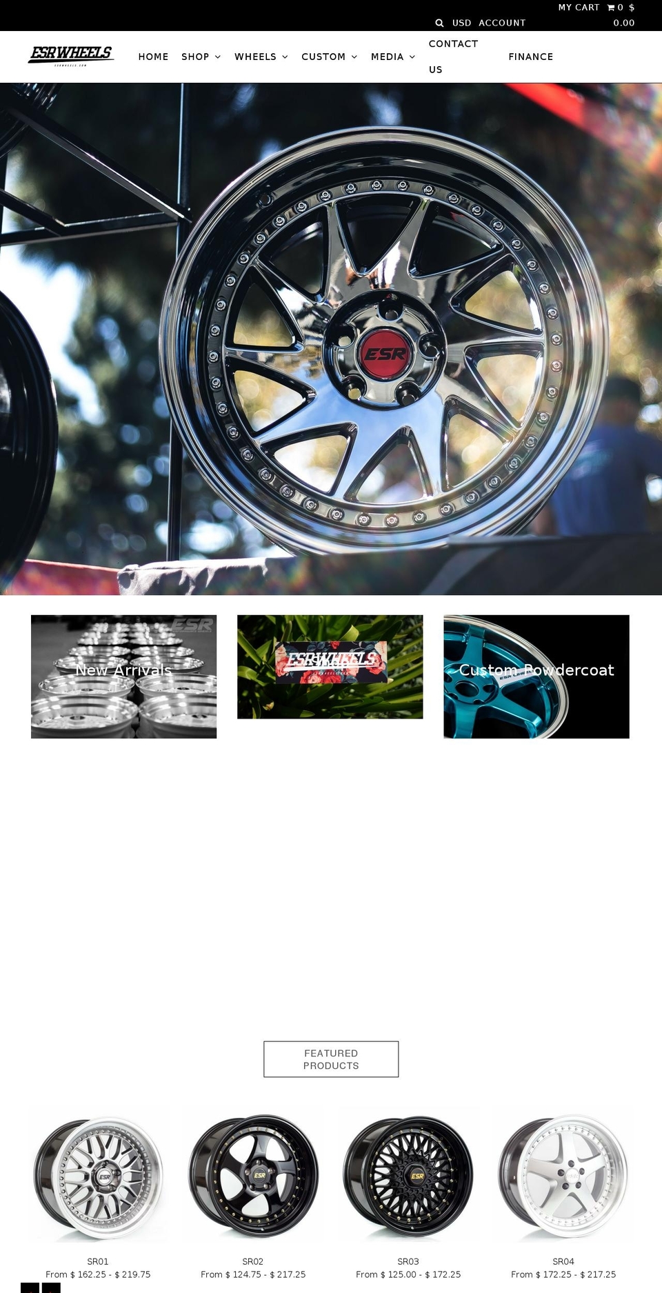 esrwheels.com shopify website screenshot
