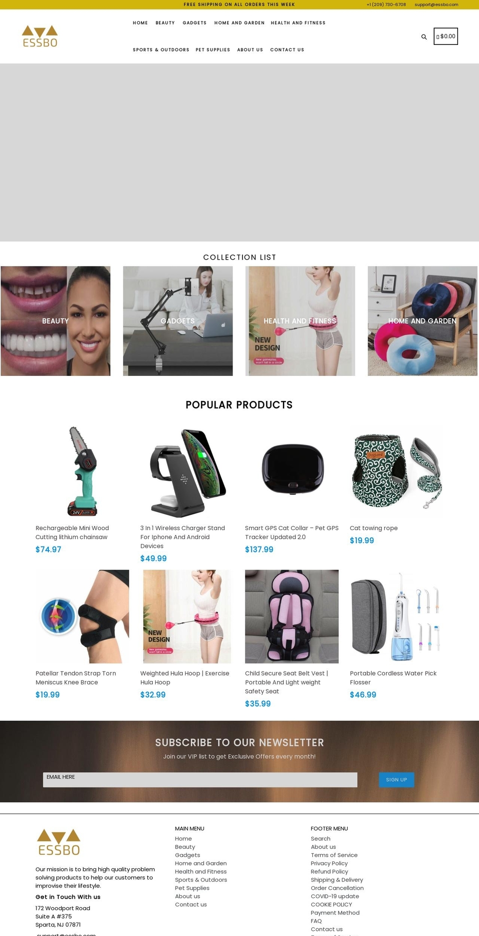 essbo.com shopify website screenshot