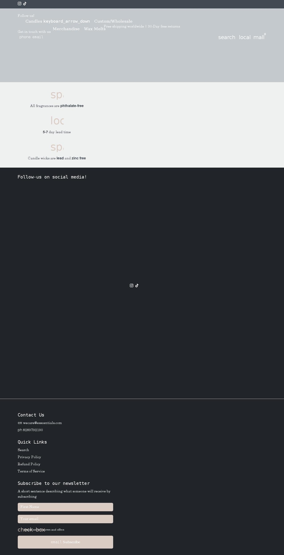 esscentials.com shopify website screenshot