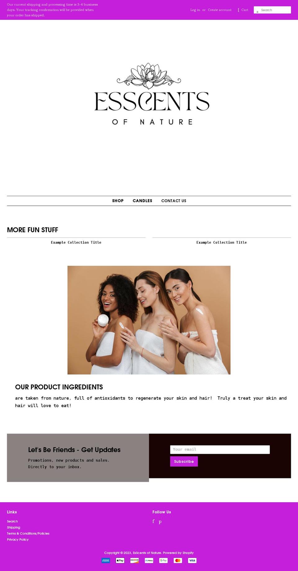 esscentsofnature.com shopify website screenshot