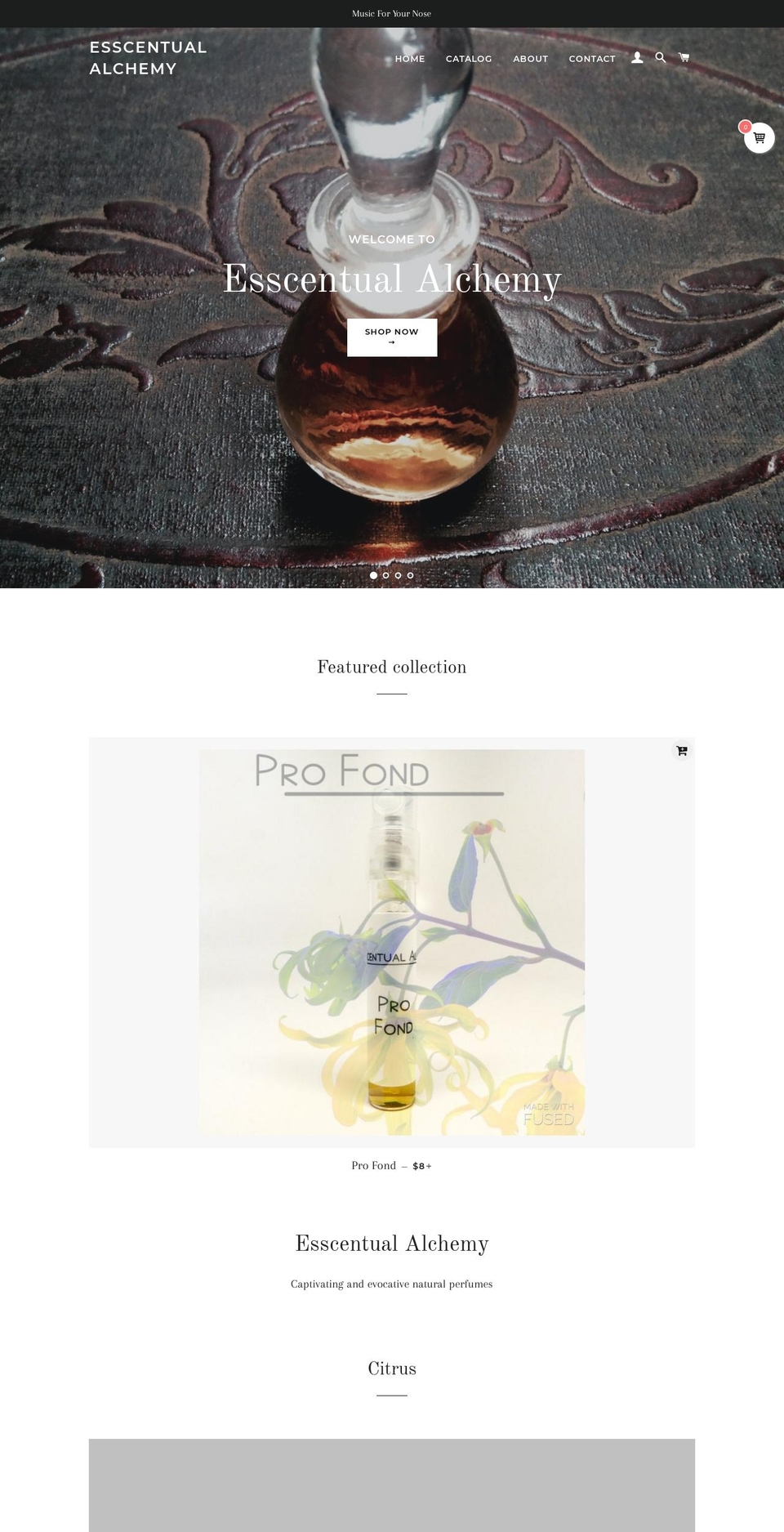 esscentualalchemy.com — Shopify storefront screenshot