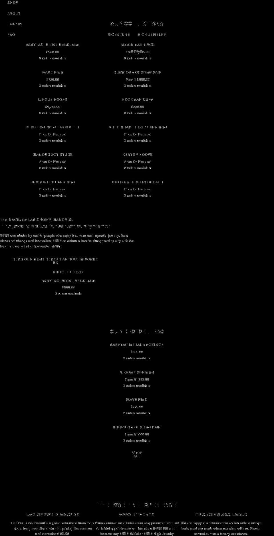 essefine.com shopify website screenshot