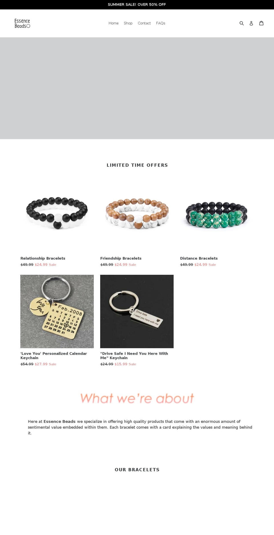 essencebeads.store shopify website screenshot