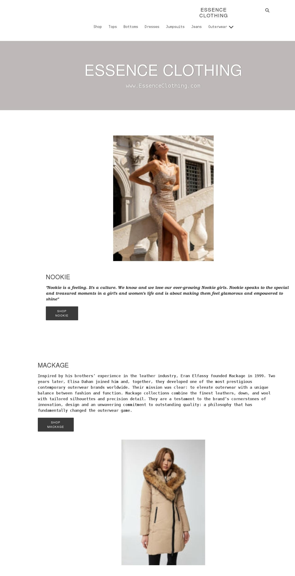 essenceclothing.com shopify website screenshot