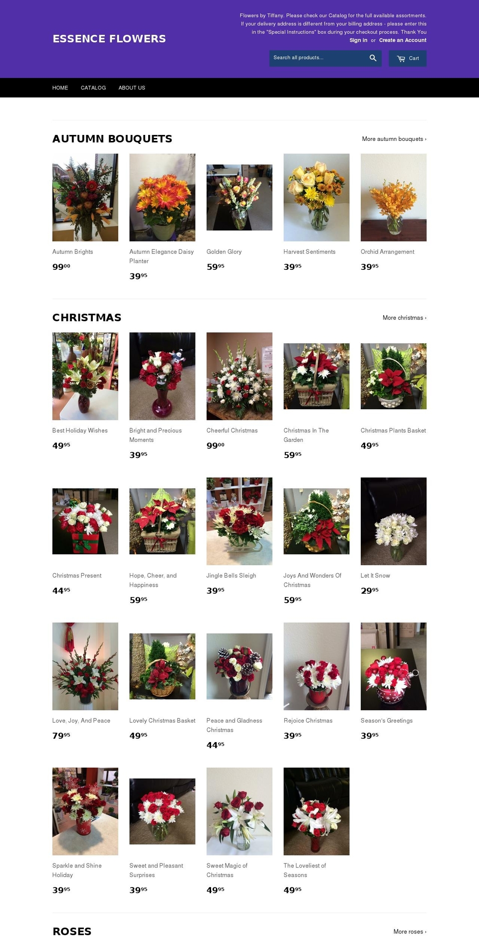 essenceflowers.org shopify website screenshot