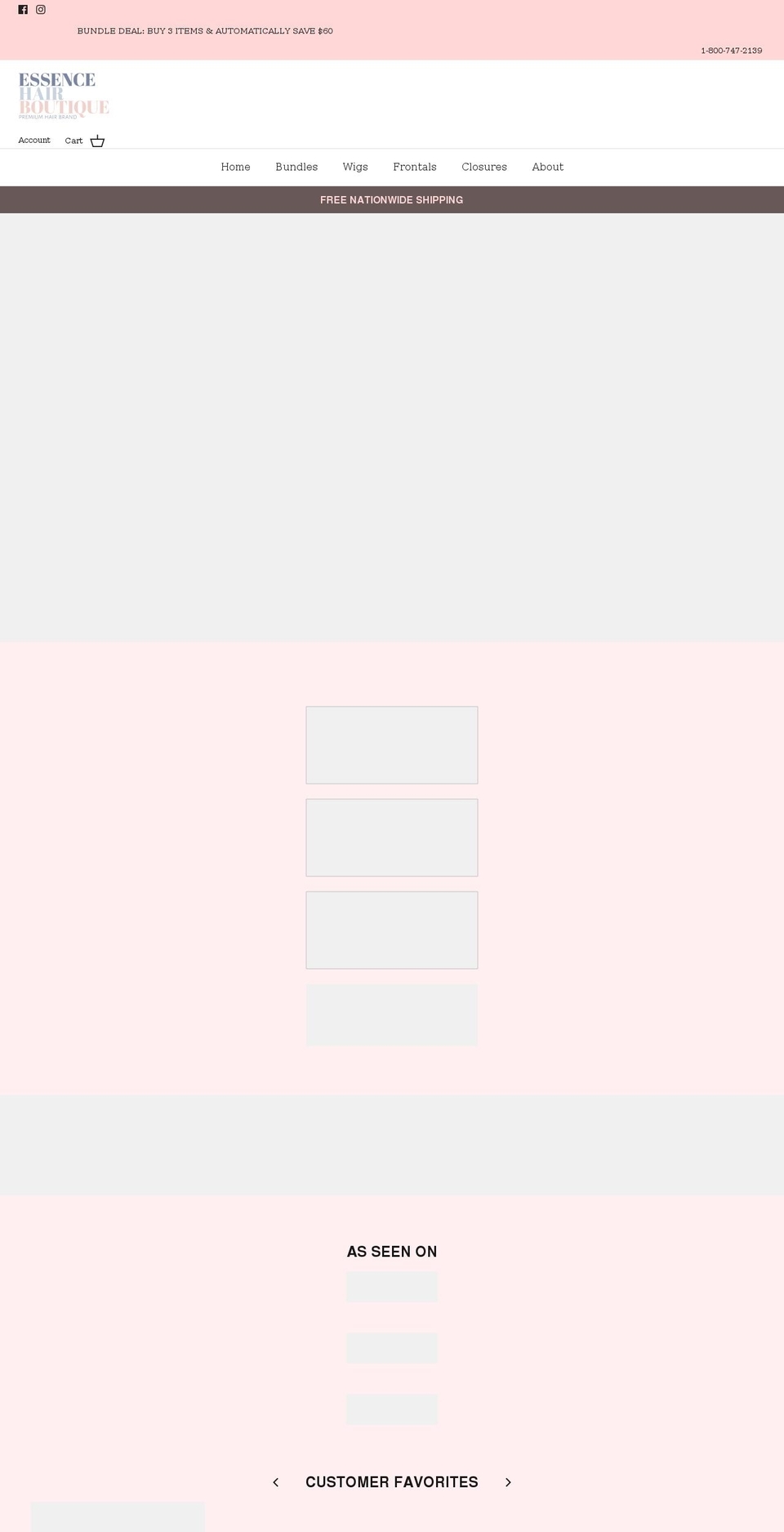 essencehairboutique.com shopify website screenshot