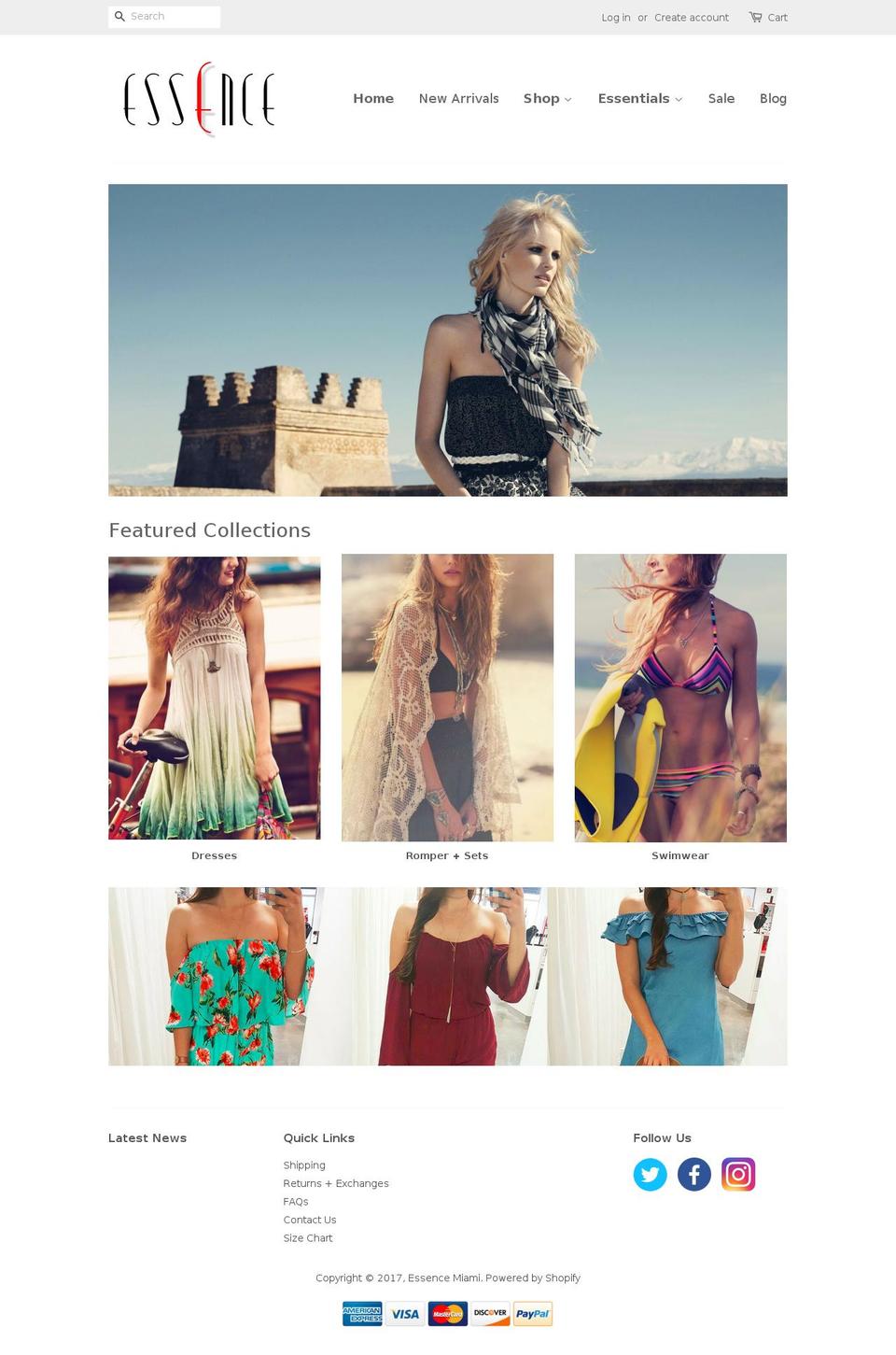 essencemiami.com shopify website screenshot