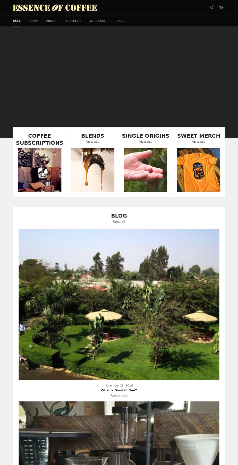 essenceofcoffee.com shopify website screenshot