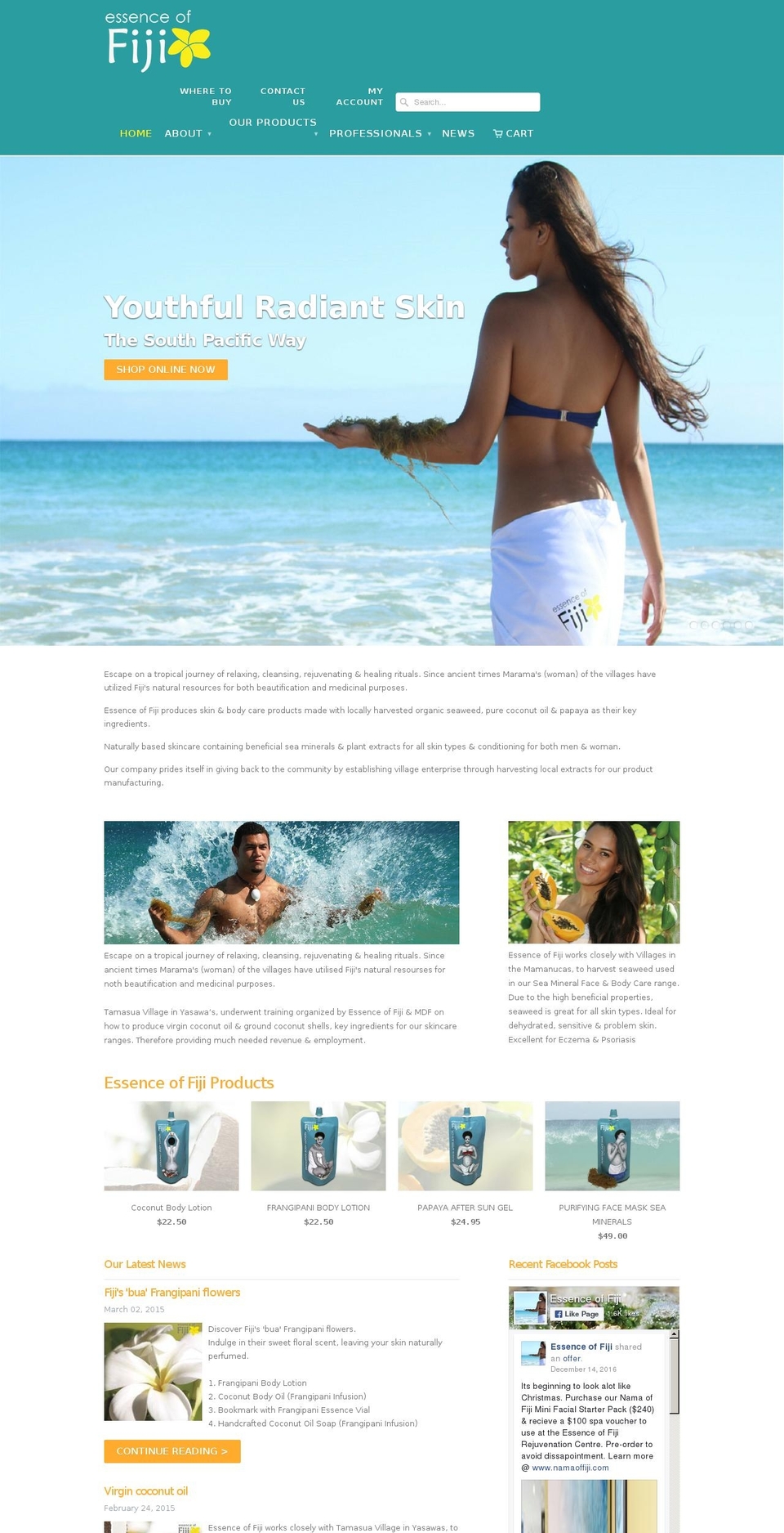 essenceoffiji.net shopify website screenshot