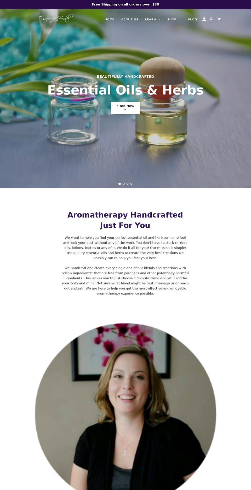essenceofhealthoils.com — Shopify storefront screenshot