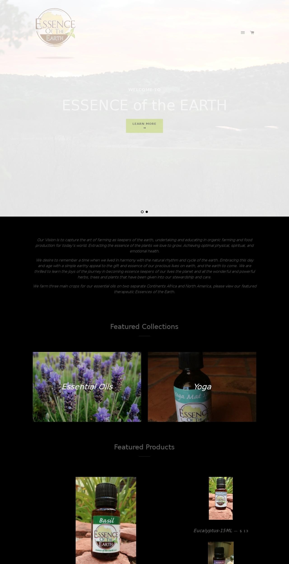 essenceoftheearthafrica.com shopify website screenshot