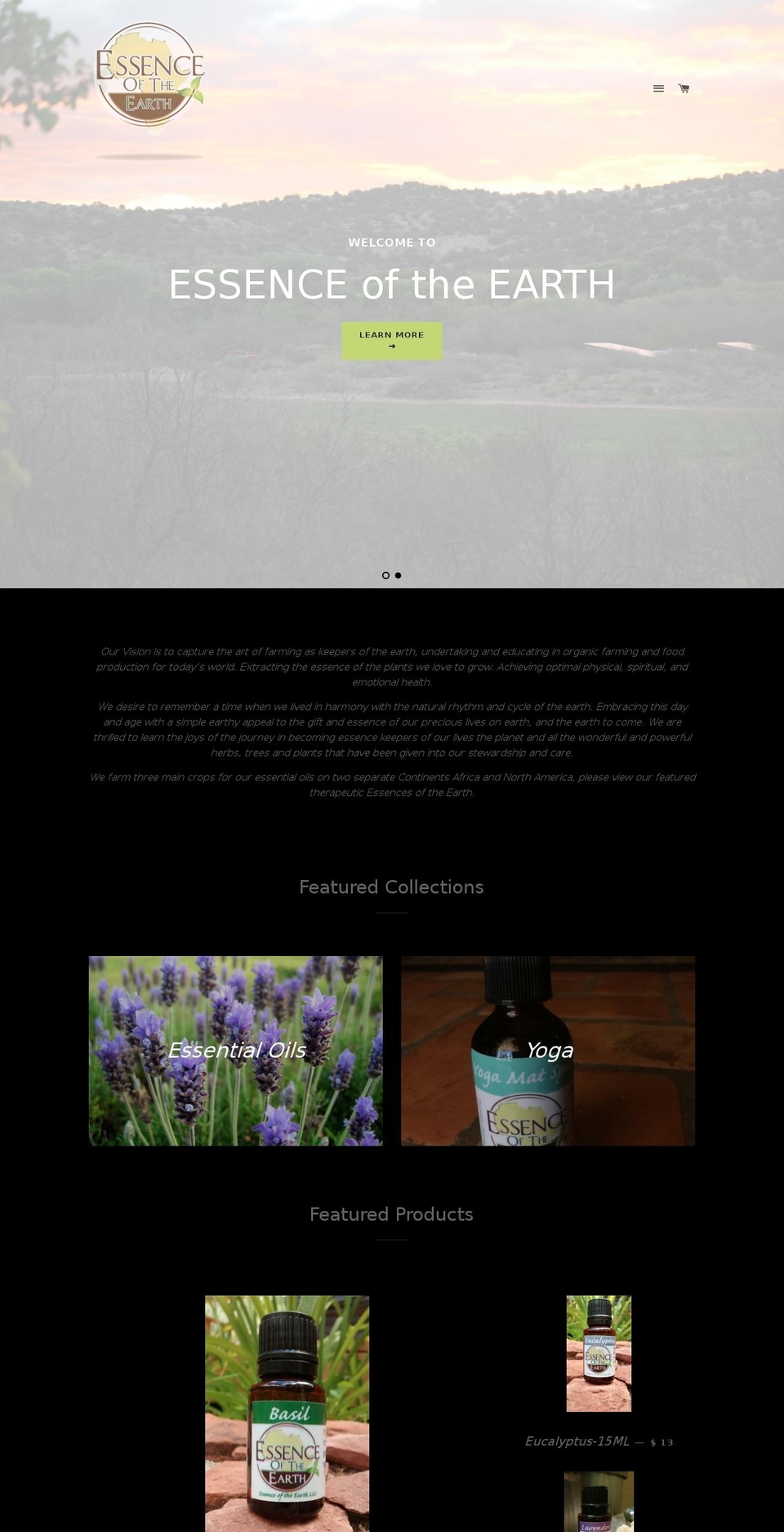 essenceoftheearthsedona.com shopify website screenshot