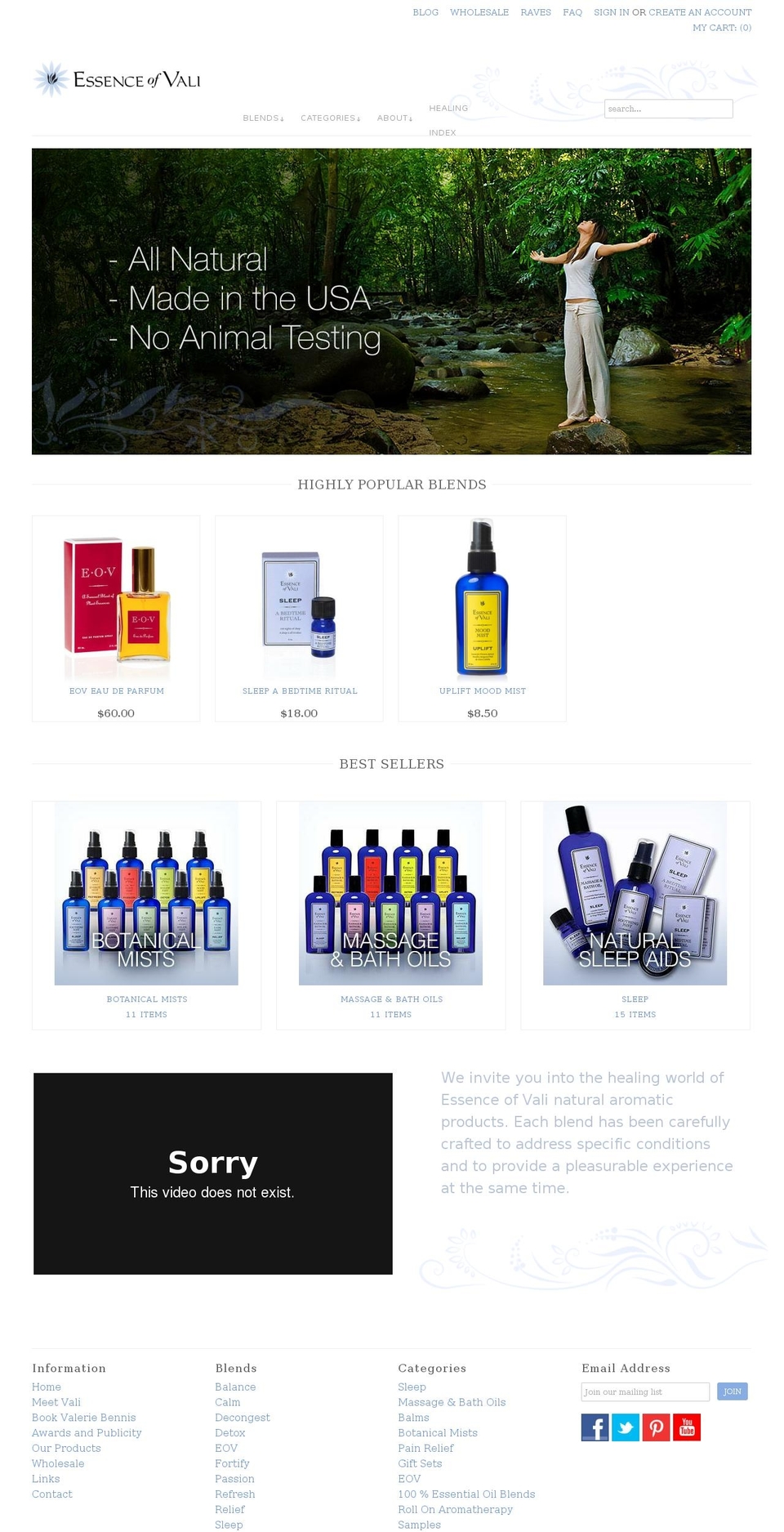 essenceofvali.com shopify website screenshot