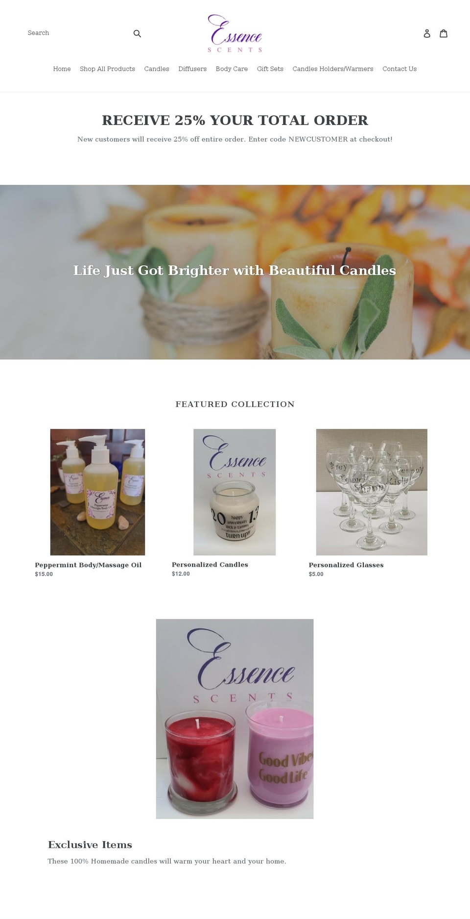 essencescentsllc.com shopify website screenshot