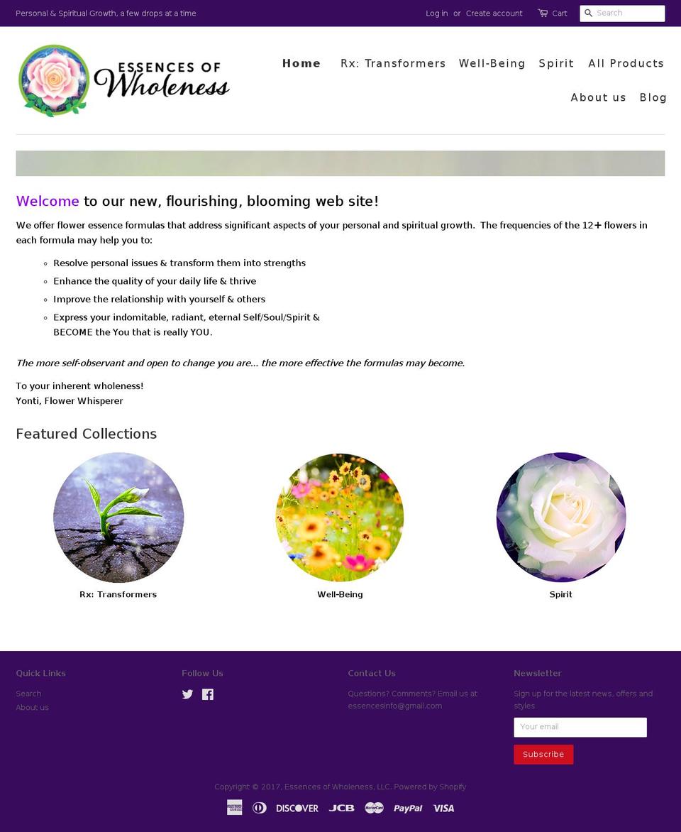 essencesofwholeness.com shopify website screenshot