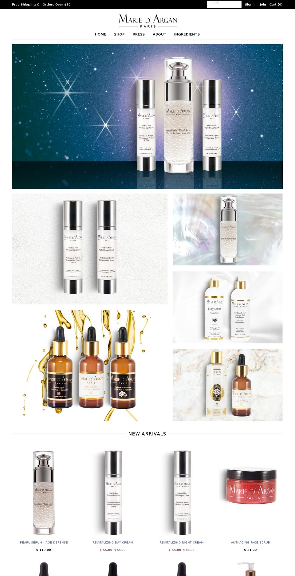 essentialarganoil.com shopify website screenshot
