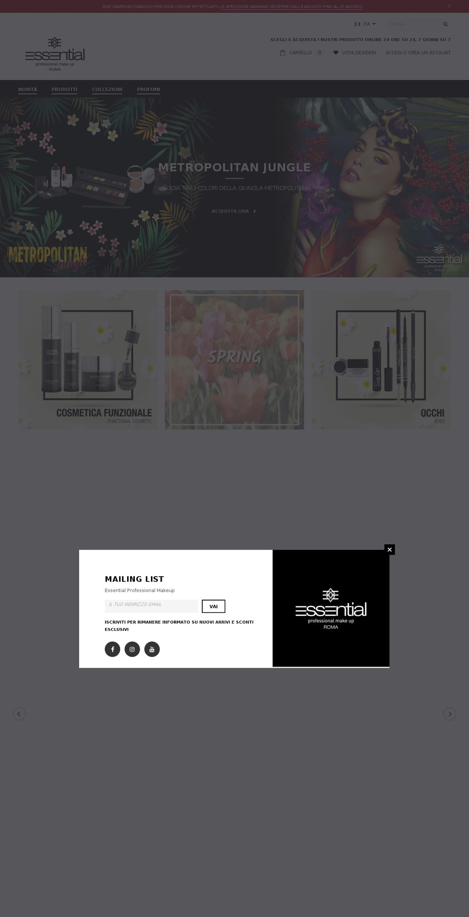 essentialbeauty.it shopify website screenshot