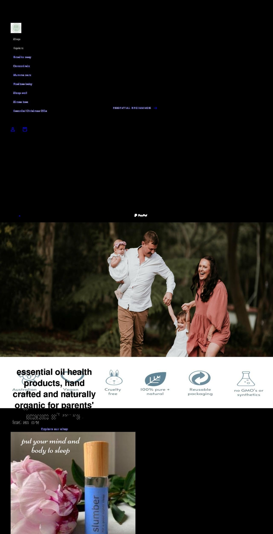 essentialbeginnings.com.au shopify website screenshot
