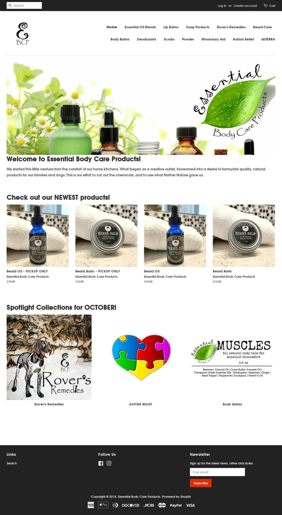 essentialbodycareproducts.com — Shopify storefront screenshot