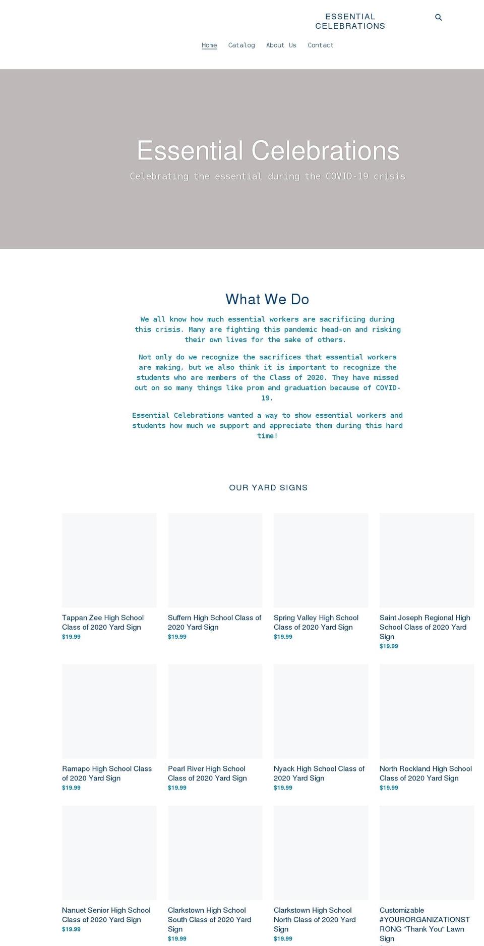 essentialcelebrations.com shopify website screenshot