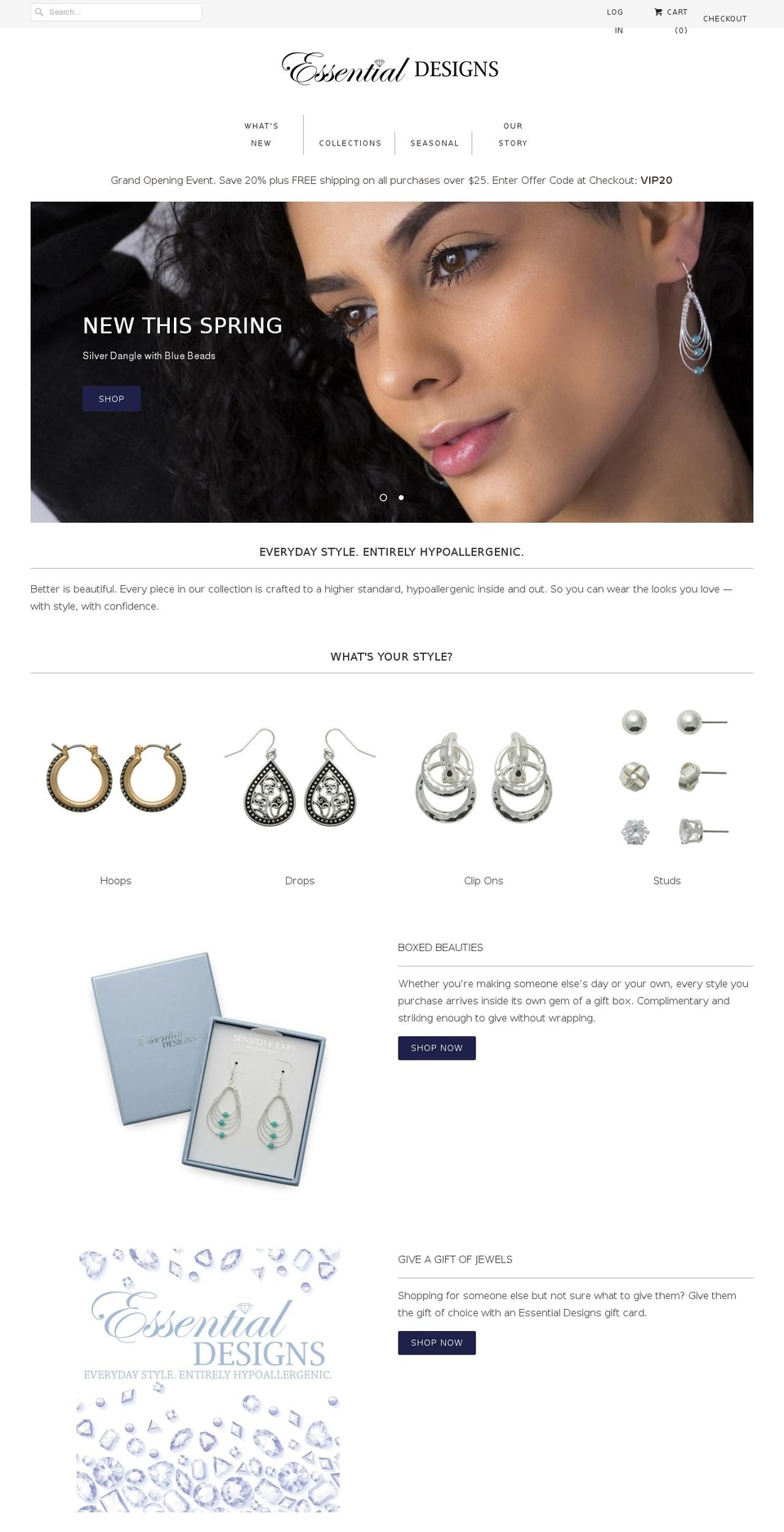 essentialdesignsjewelry.com — Shopify storefront screenshot