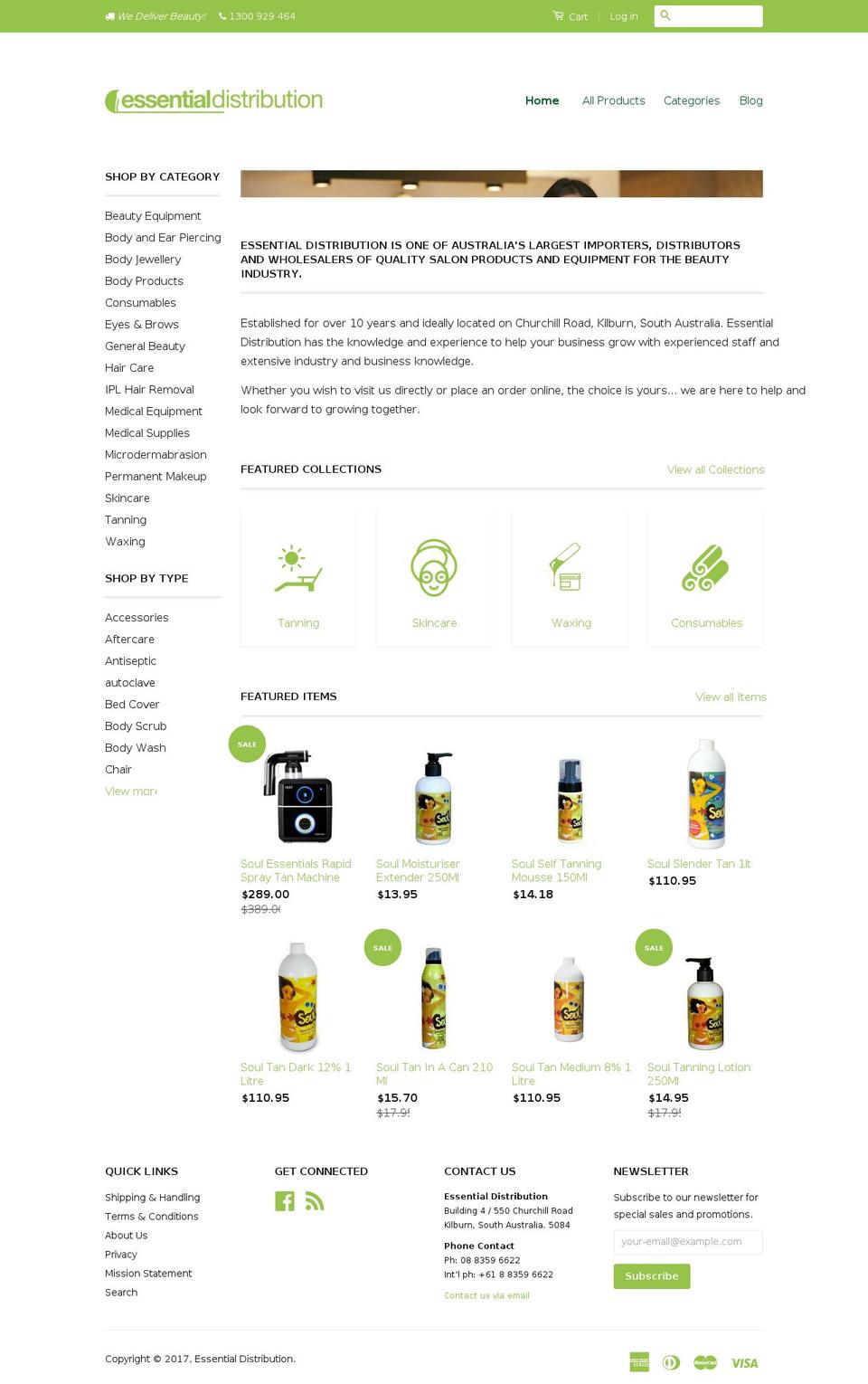 essentialdistribution.com.au shopify website screenshot