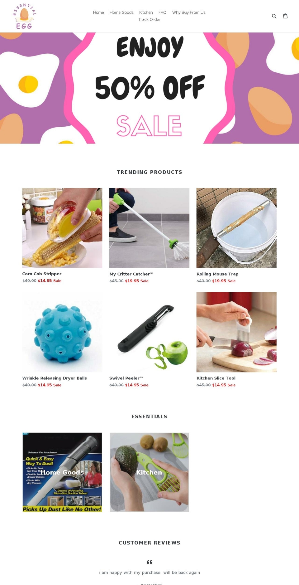 essentialegg.com — Shopify storefront screenshot