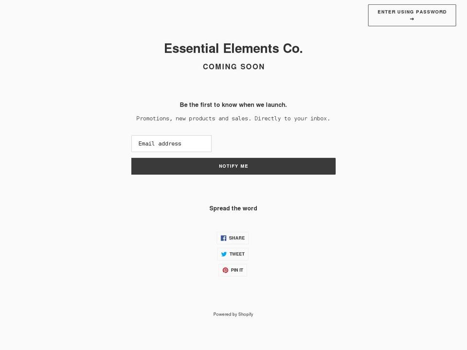 essentialelementsco.com shopify website screenshot
