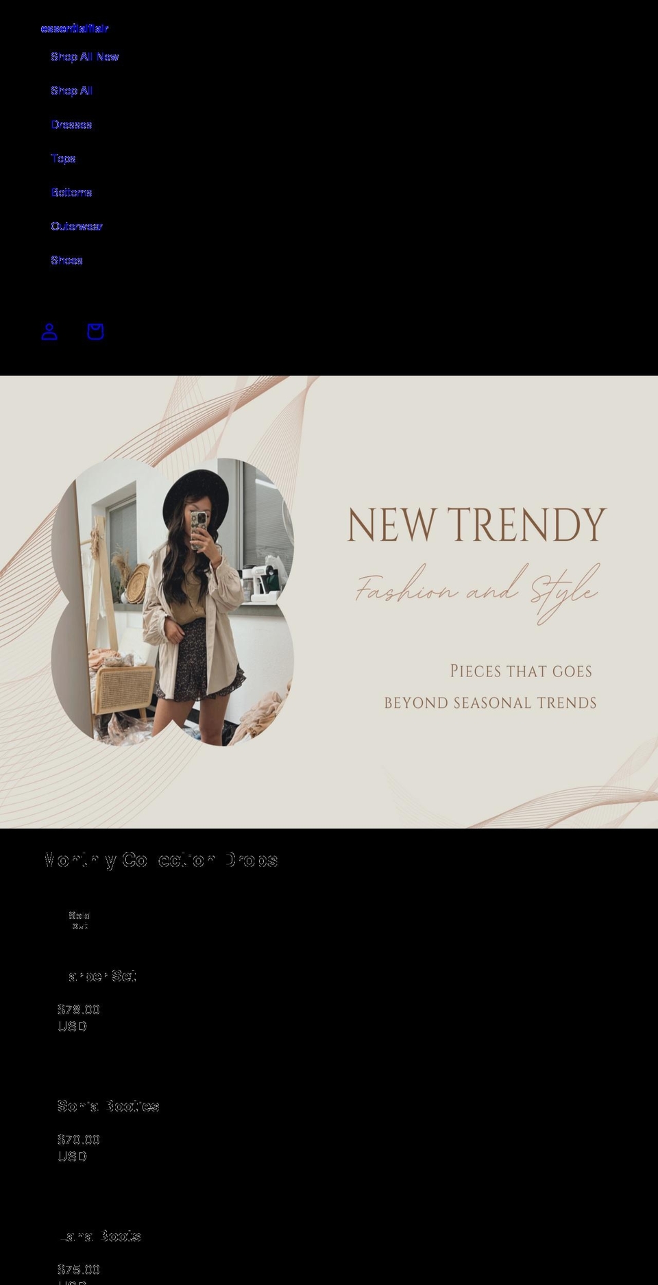 essentialflair.com shopify website screenshot