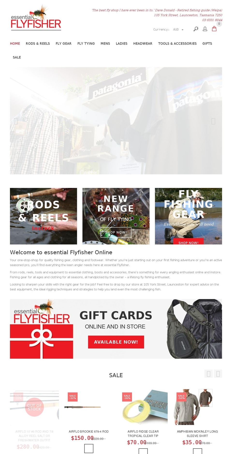 essentialflyfisher.com.au shopify website screenshot