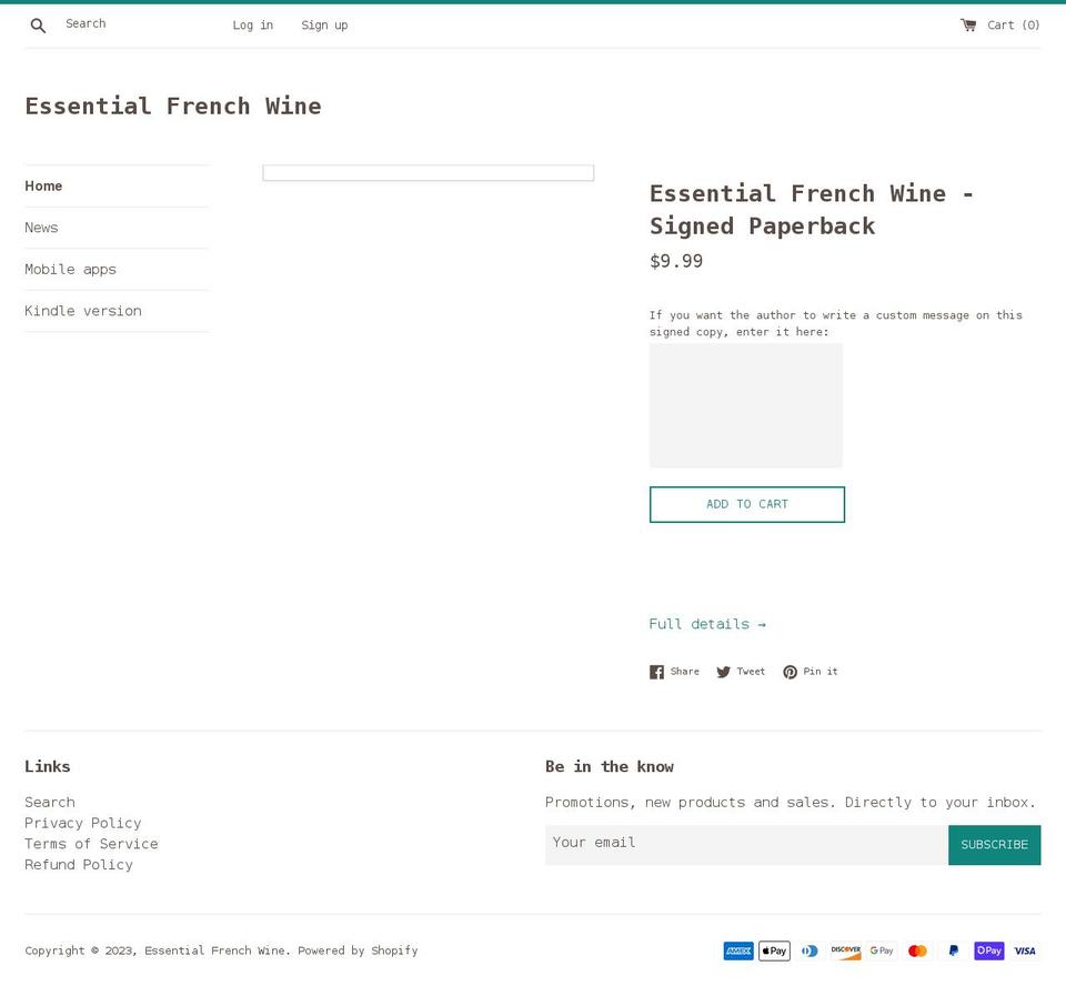 essentialfrenchwine.com shopify website screenshot