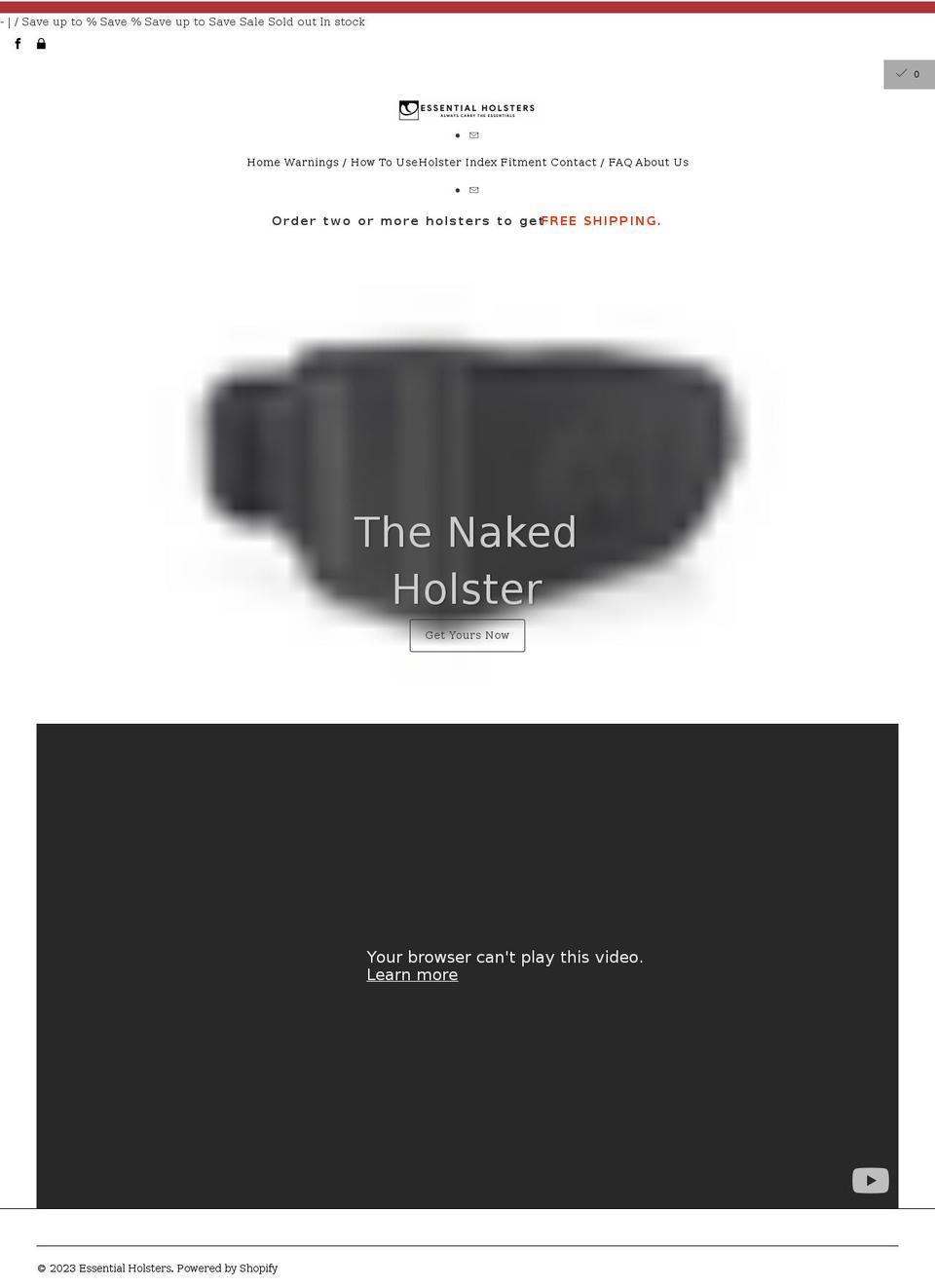 essentialholsters.com shopify website screenshot