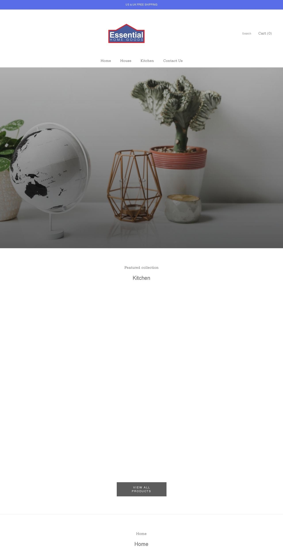 essentialhomesgoods.com shopify website screenshot