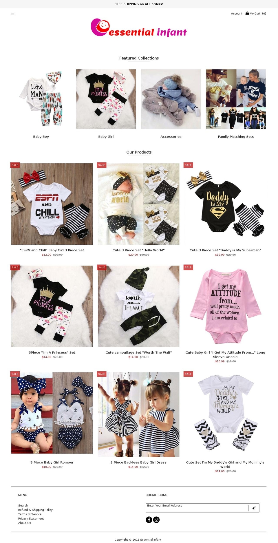 essentialinfant.com shopify website screenshot