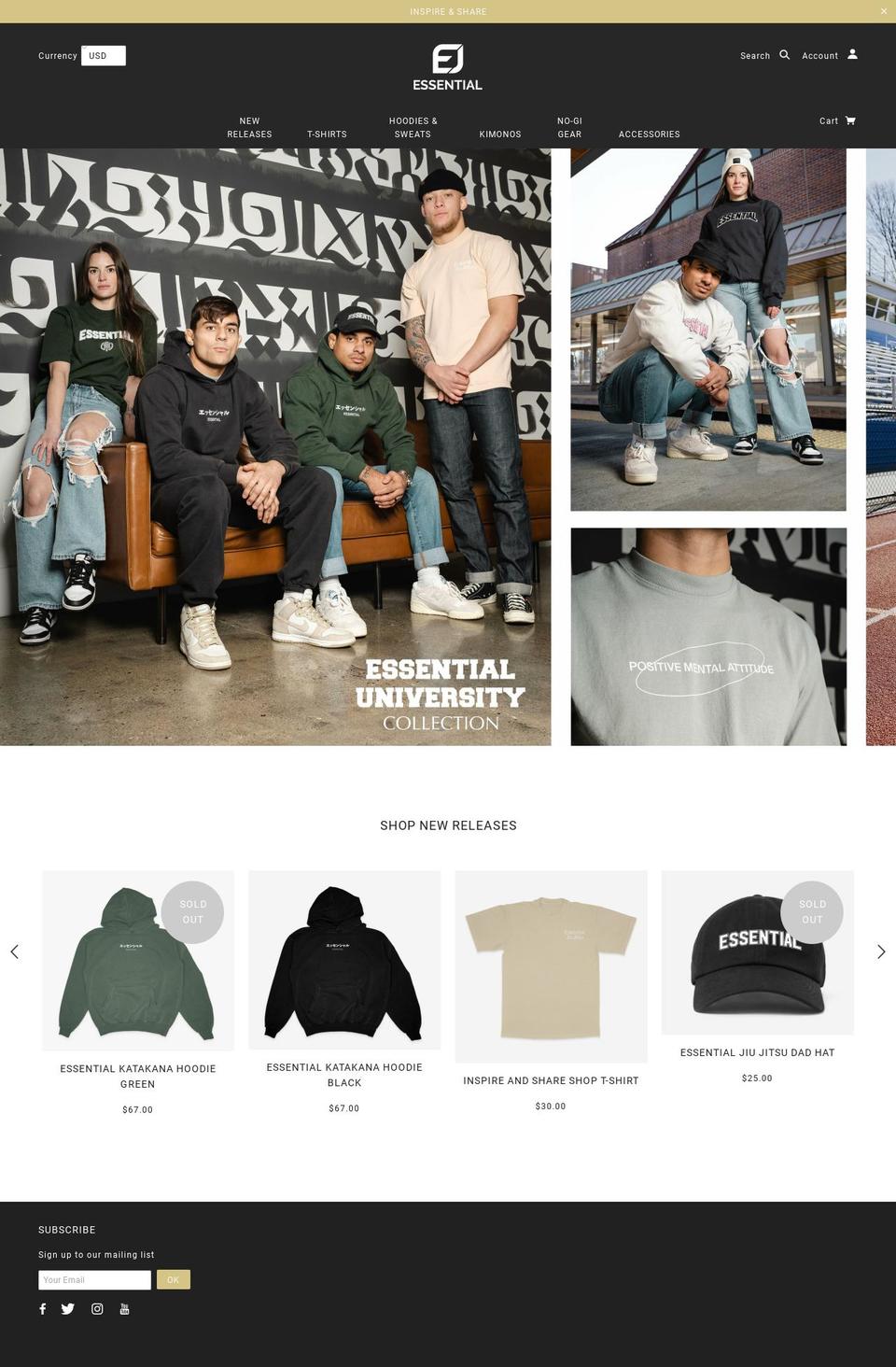 essentialjiujitsustore.com shopify website screenshot