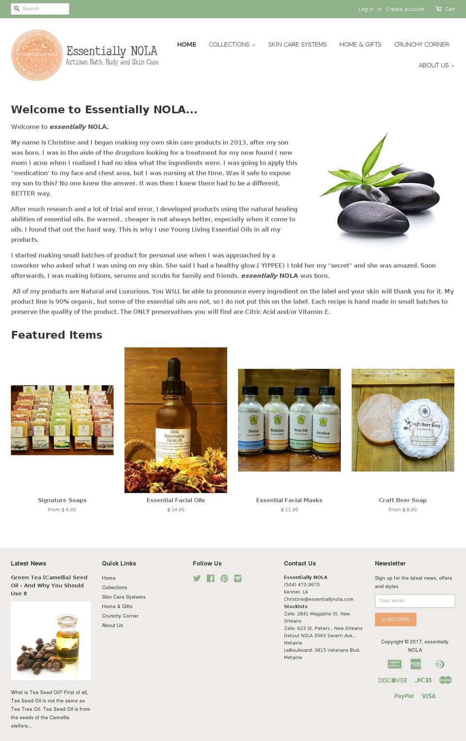 essentiallynola.com shopify website screenshot