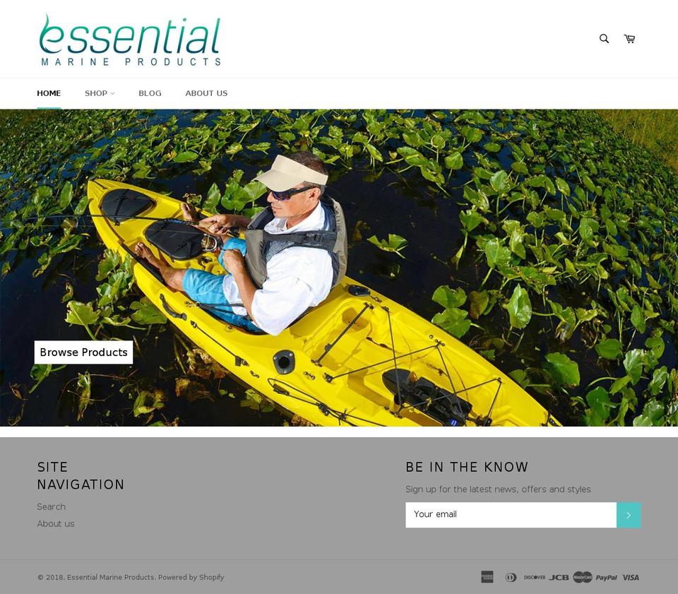 essentialmarineproducts.com shopify website screenshot