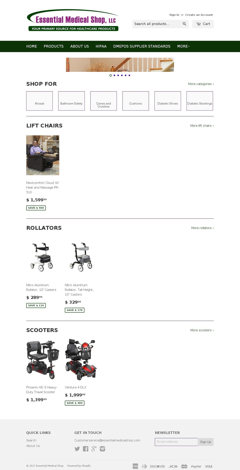 essentialmedicalshop.com shopify website screenshot