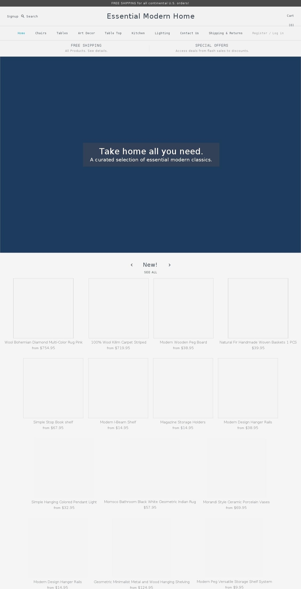 essentialmodernhome.com — Shopify storefront screenshot