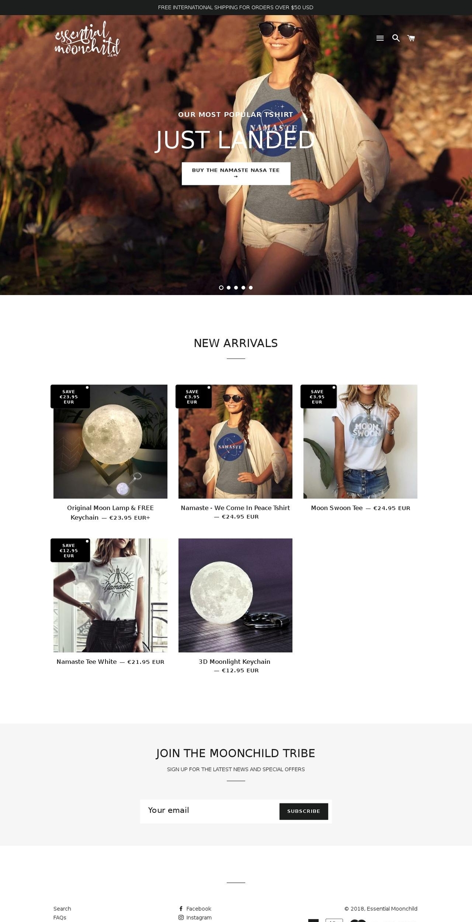 essentialmoonchild.com shopify website screenshot