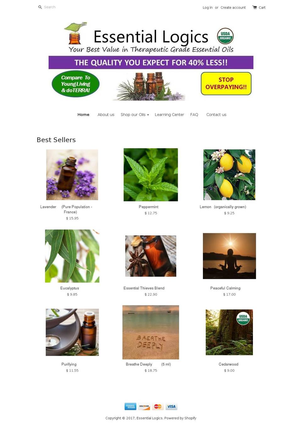 essentialogics.com shopify website screenshot