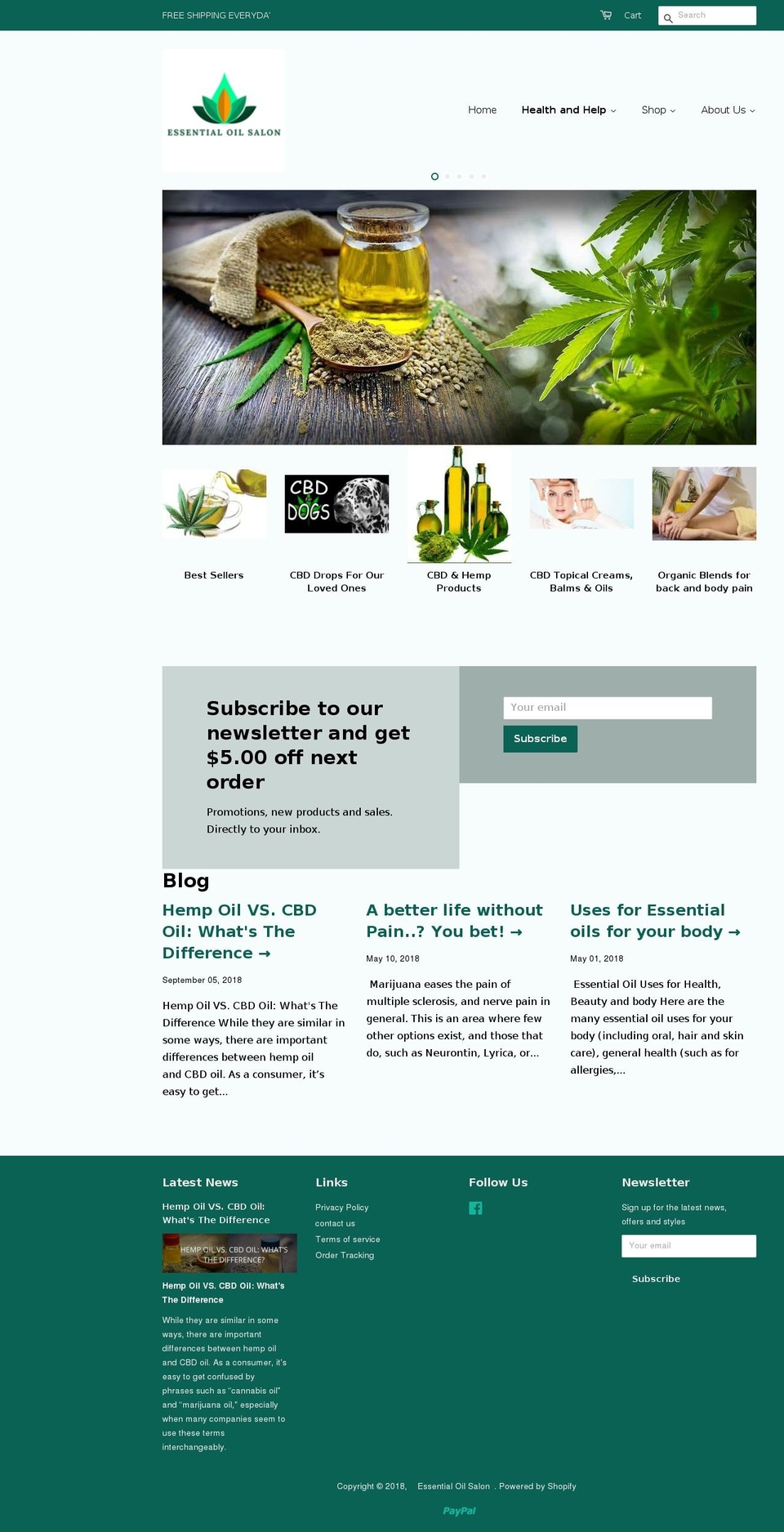 essentialoilsalon.com — Shopify storefront screenshot