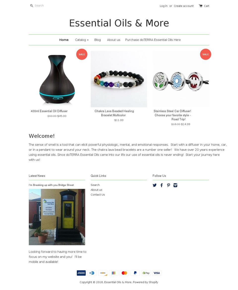 essentialoilsandmore.net shopify website screenshot