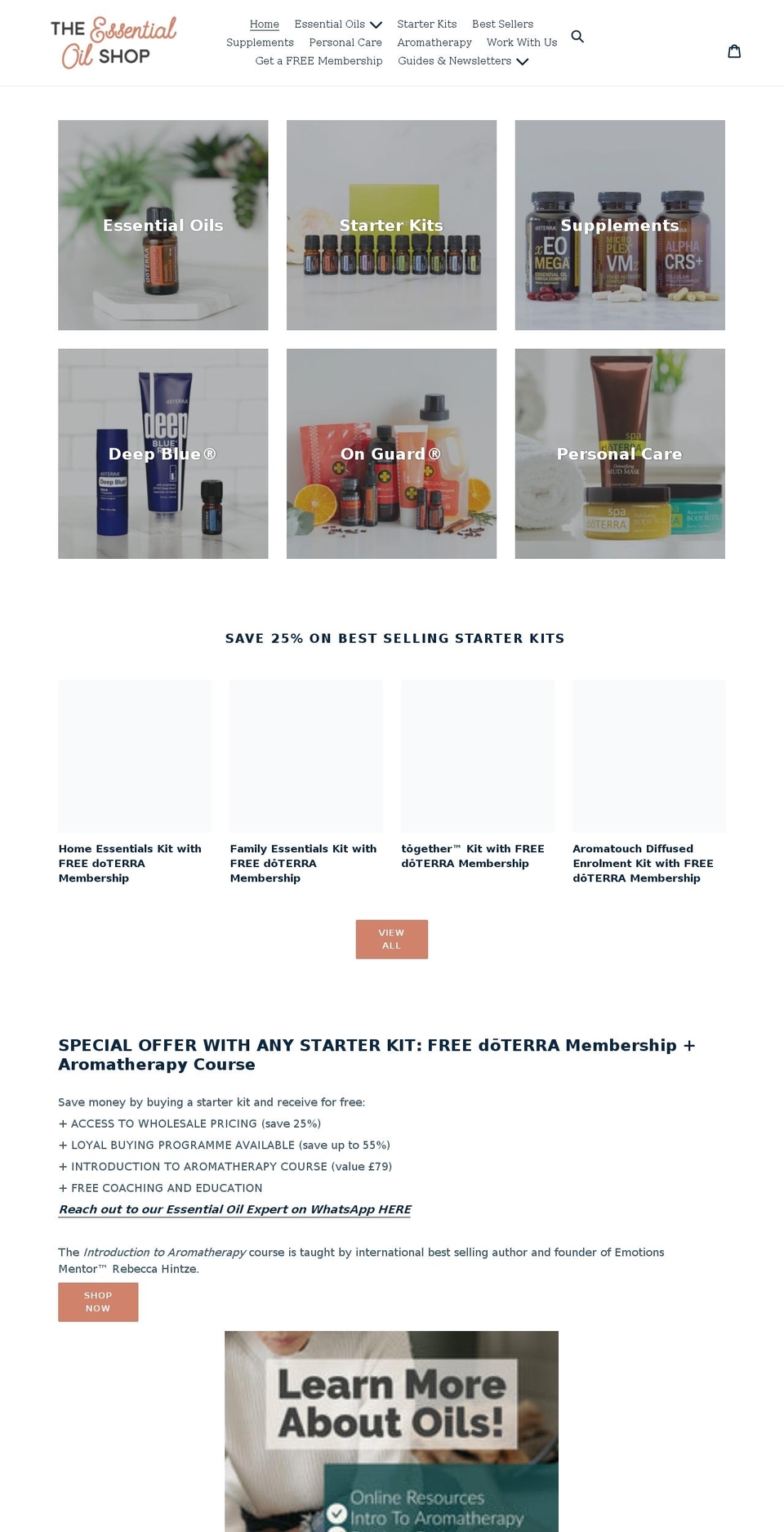 essentialoilshop.co.uk shopify website screenshot