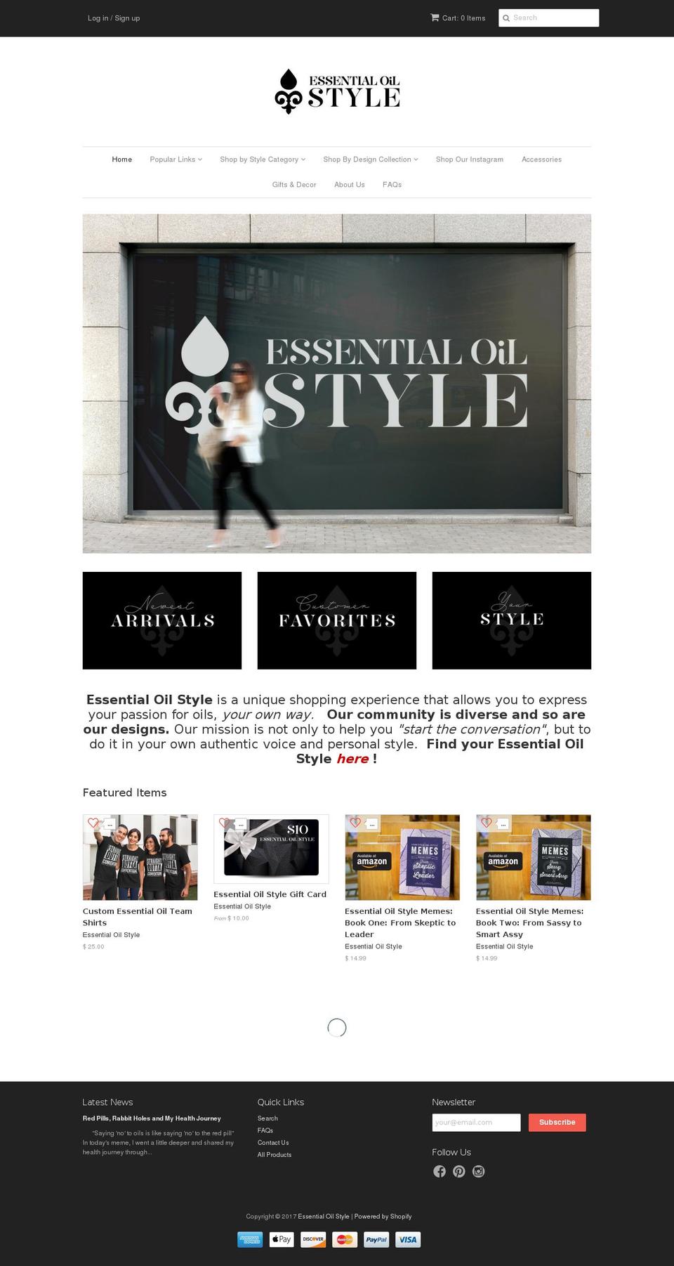 essentialoilstyle.com shopify website screenshot