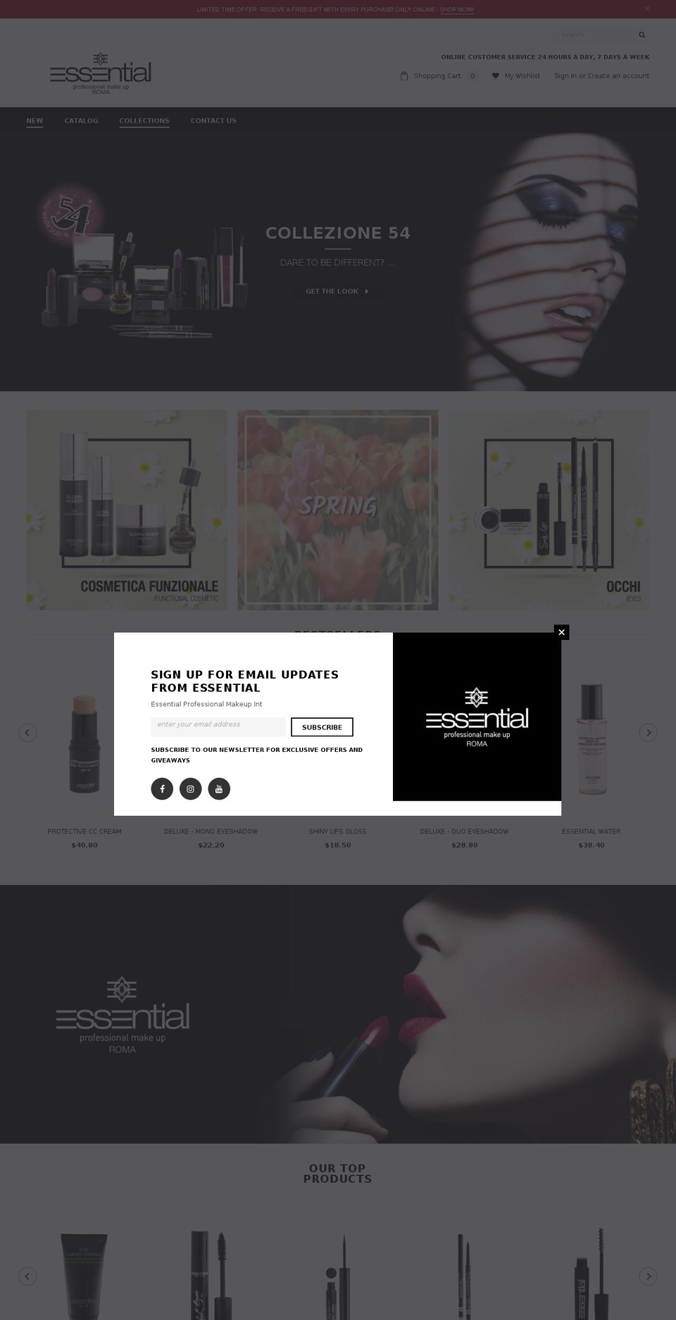 essentialprofessionalmakeup.com — Shopify storefront screenshot