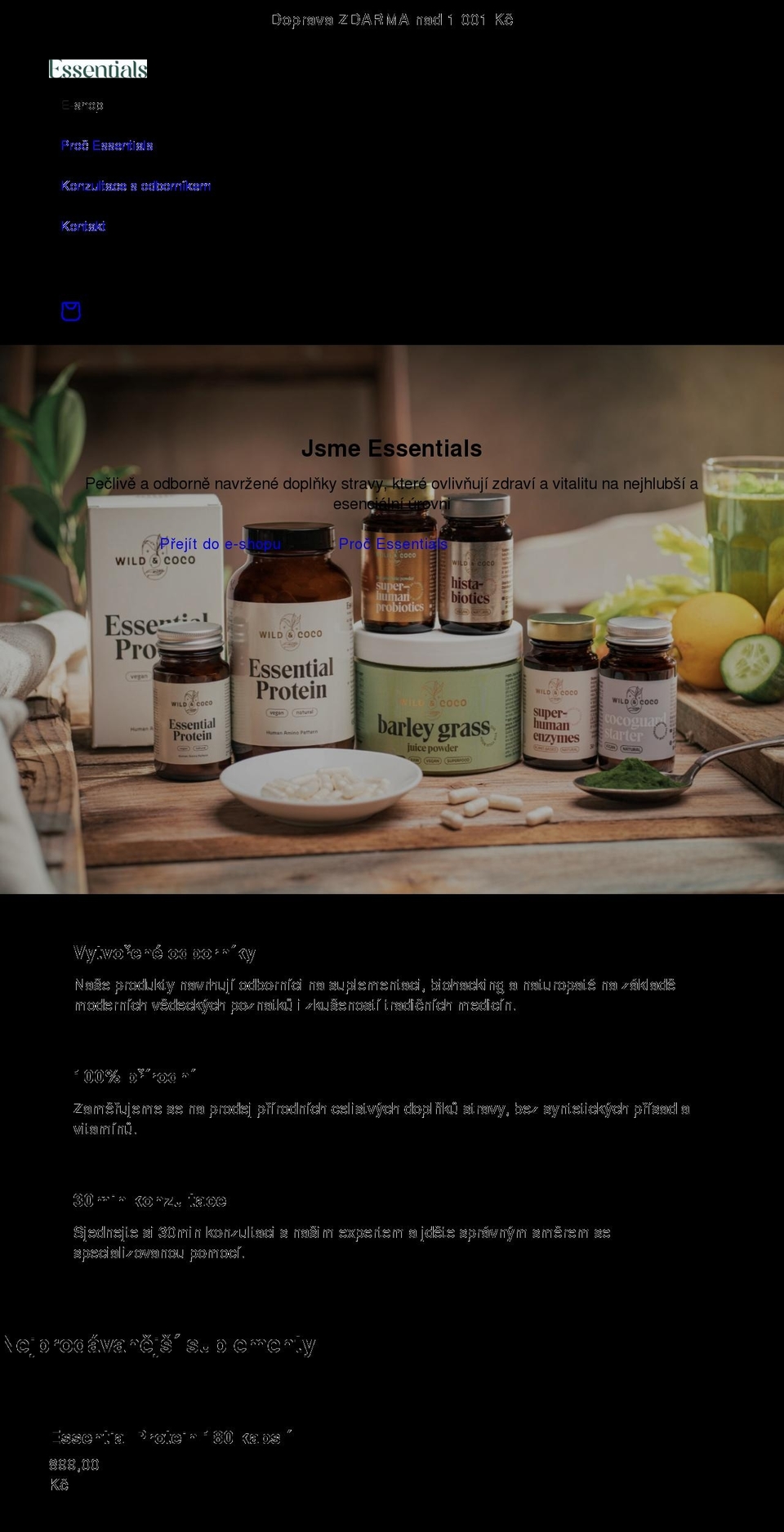 essentials.bio shopify website screenshot