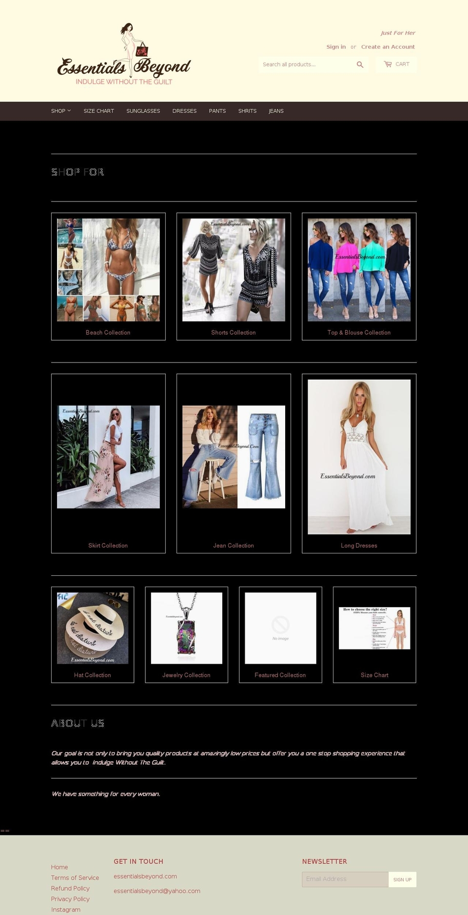 essentialsbeyond.com shopify website screenshot